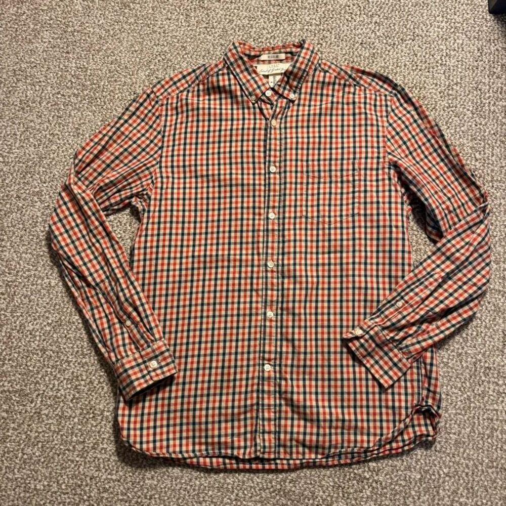 H&M L.O.G.G. regular fit gingham check button down shirt large